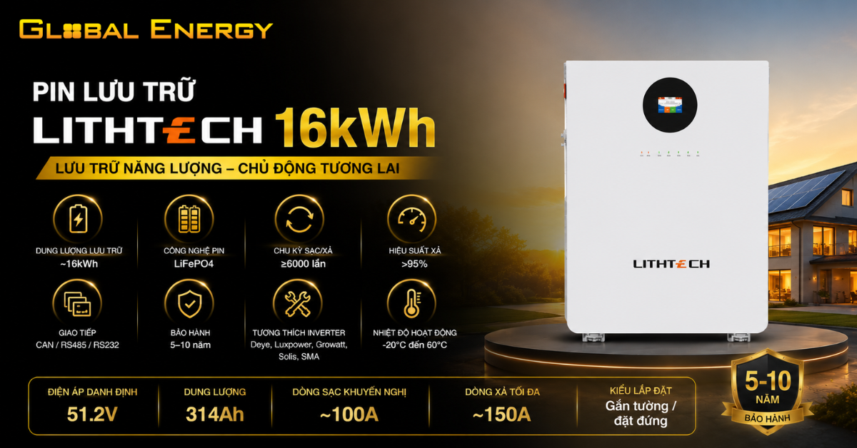 Pin lưu trữ Lithtech 16kWh